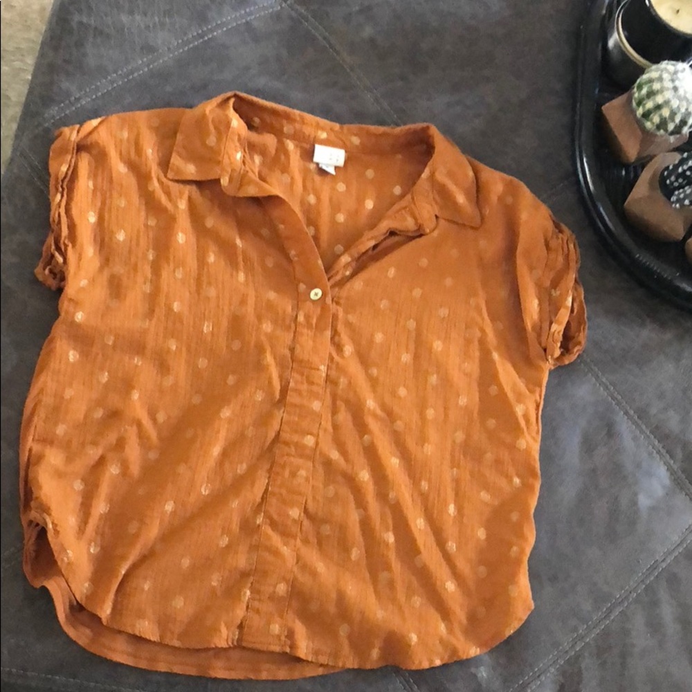 Burnt orange short sleeve button down